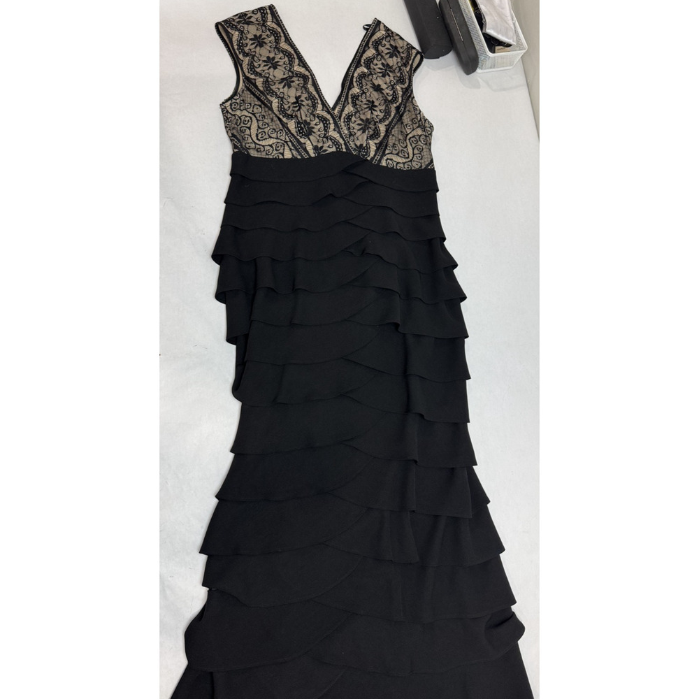 Vintage Lace Tiered Gown Jessica Howard Black Mother Bride Empire Formal 12 - Picture 8 of 16